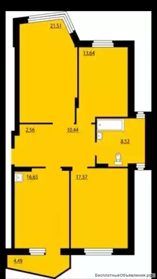 3-к квартиру, 92 м2, Преображенский д 2