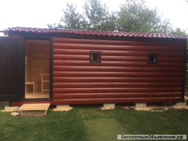 Готовая перевозная баня 6 метров под ключ