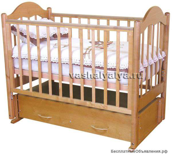 Детская кроватка и Комод "Можга" красно-коричневые