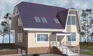 Двухэтажный коттедж 9х12 из газобетона с фигурной крышей