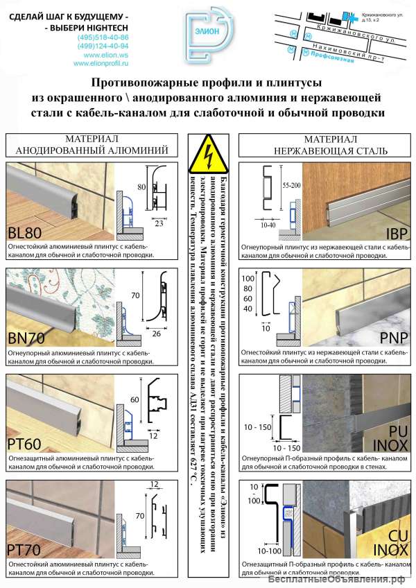Алюминиевый плинтус, профили для плитки