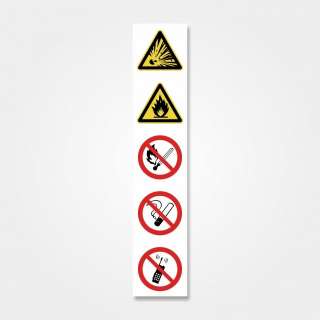 Комбинированный знак «Взрывоопасно. Пожароопасно. Легковоспла