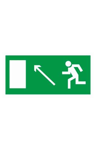 Знак «Направление к эвакуационному выходу налево вверх» ( E 0