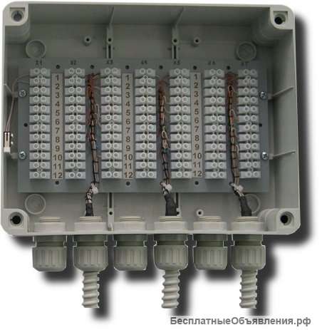Барьер-КР84 (84 цепи) Коробка распределительная с гермовводами и колодками для разделки объектовых к