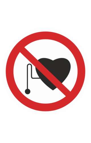 Знак «Запрещается работа (присутствие) людей со стимуляторами