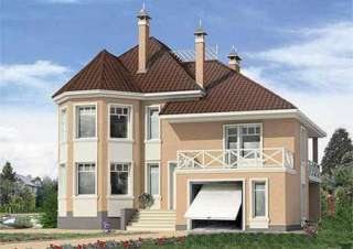 Проект дома из газобетона 12х13 м с мансардой и эркером