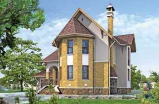 Проект дома из газобетона 11х14 м с мансардой и эркерами