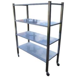 Стеллаж с перфорированными полками нержавеющая сталь на колёсах усиленный 1000х500х1600 мм