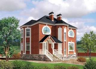 Загородный особняк в стиле модерн с мансардой и эркерами