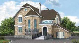 Двухэтажный дом из газобетона на 220 кв. м с эркерами.