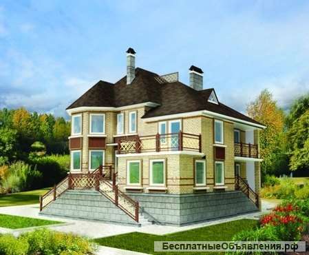 Загородный дом из газобетона на 340 кв. м в 3 этажа.