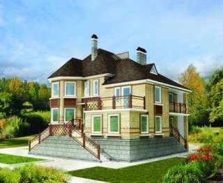 Загородный дом из газобетона на 340 кв. м в 3 этажа.