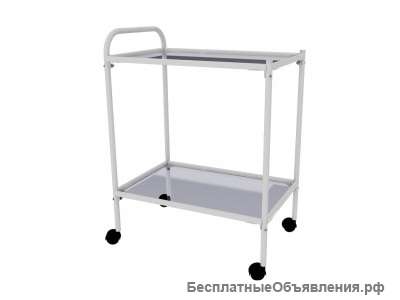 Столик процедурный передв.с двумя полками (стекло/стекло) СПп-01-"МСК"