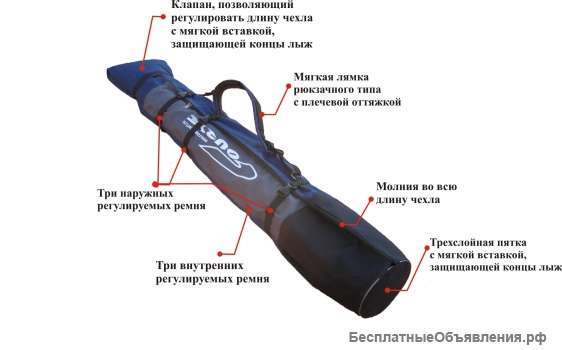 Чехол для горных лыж 160-190 см