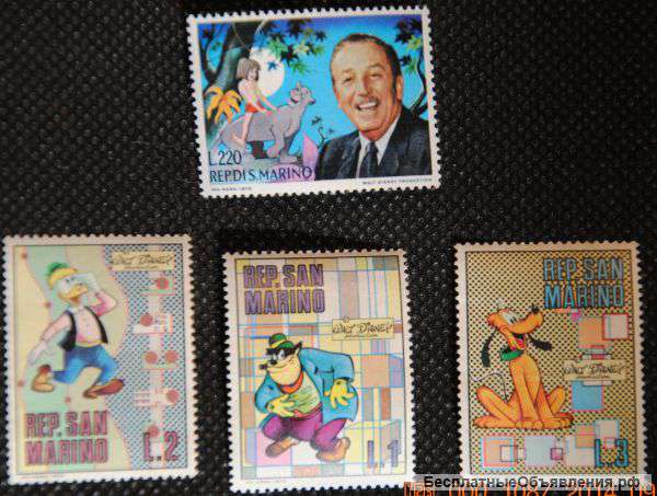 Марки Сан-Марино серия "Уолт Дисней" 10 марок