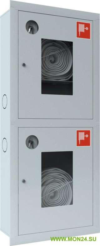 Ш-ПК-003-21ВОБ (ПК-320-21ВОБ) Шкаф пожарный встроенный со стеклом белый