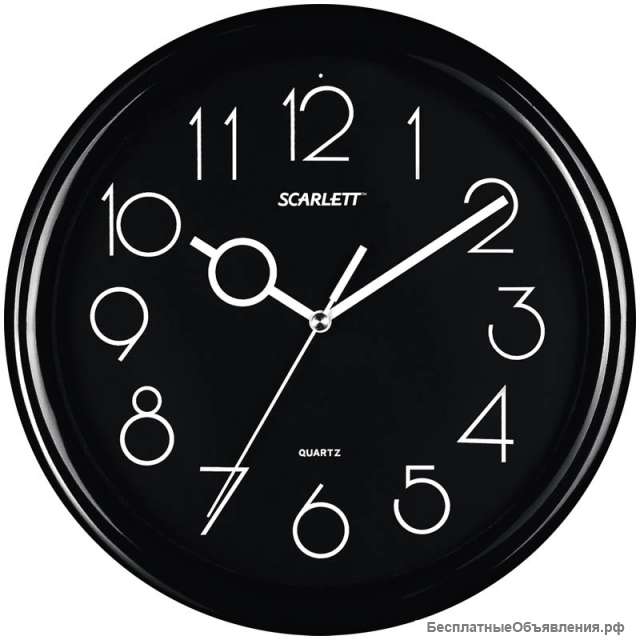 Часы настенные "Scarlett SC-09B", круглые, черные