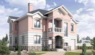 Дом из пенобетона 12 на 13 м с мансардой и гаражом