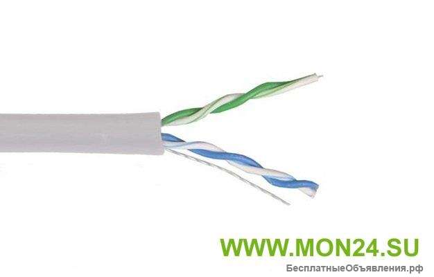 U/UTP 2х2х24AWG кат.5E solid PVC (LC1-C5E02-111) Кабель симметричный (витая пара), серый