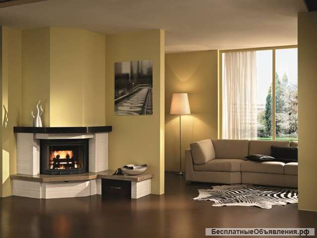 Камин-котёл C/88 ESA TS (дровяной, с водяной рубашкой, призматический стеклянный экран)