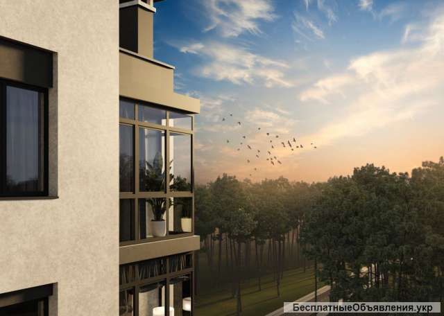 1к квартира в Буче, с панорамными окнами и видом на лес