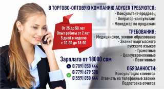 В торгово-оптовую компанию Adyger требуется консультант продавец