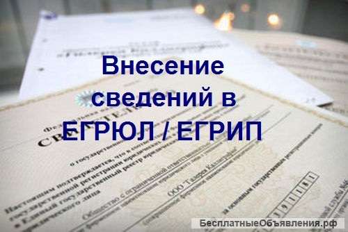 Внесение изменений в ЕГРЮЛ, ЕГРИП