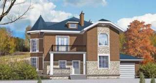 Двухэтажный коттедж из газобетона в петербургском стиле