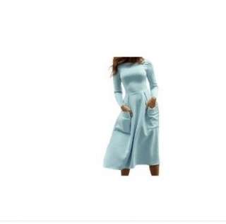 Нежно-голубое каждодневное платье