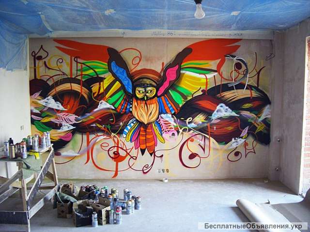 Роспись стен, граффити, оформление фасадов и итерьеров