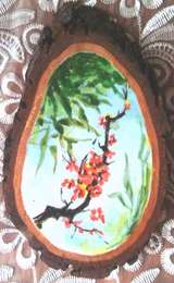 Картинки акриловыми красками на спиле яблоне