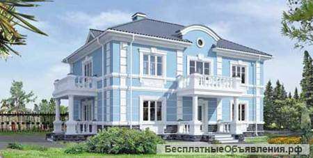Двухэтажный дом из газоблоков в стиле классицизма