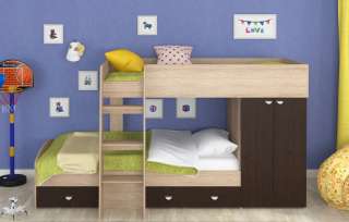 Кровать двухъярусная детская с лестницей