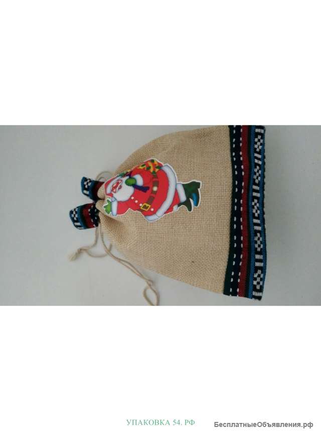 Мешок джут+объемный рисунок в ассортименте