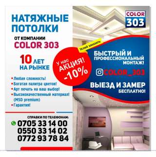 Натяжные потолки от компании Color 303