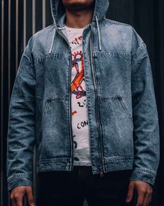 Джинсовки, джинсовые куртки oversize с капюшоном