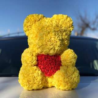 Мишка из роз 40 см и подарочная коробка