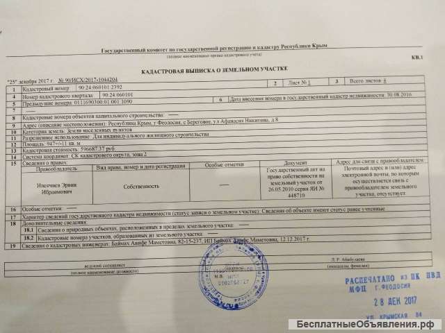 Земельный участок в г. Феодосия