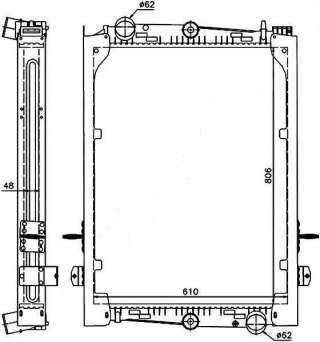 DAF Радиатор охлаждения двигателя F65 /F75 /CF65 /CF75 /CF85(пластинчатый) DF0004, 1628615, 1628619