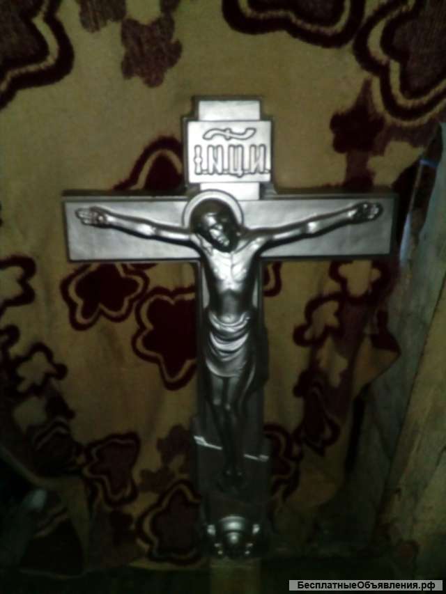 Крест распятие Исуса Христа 1м30см железо-бетонная