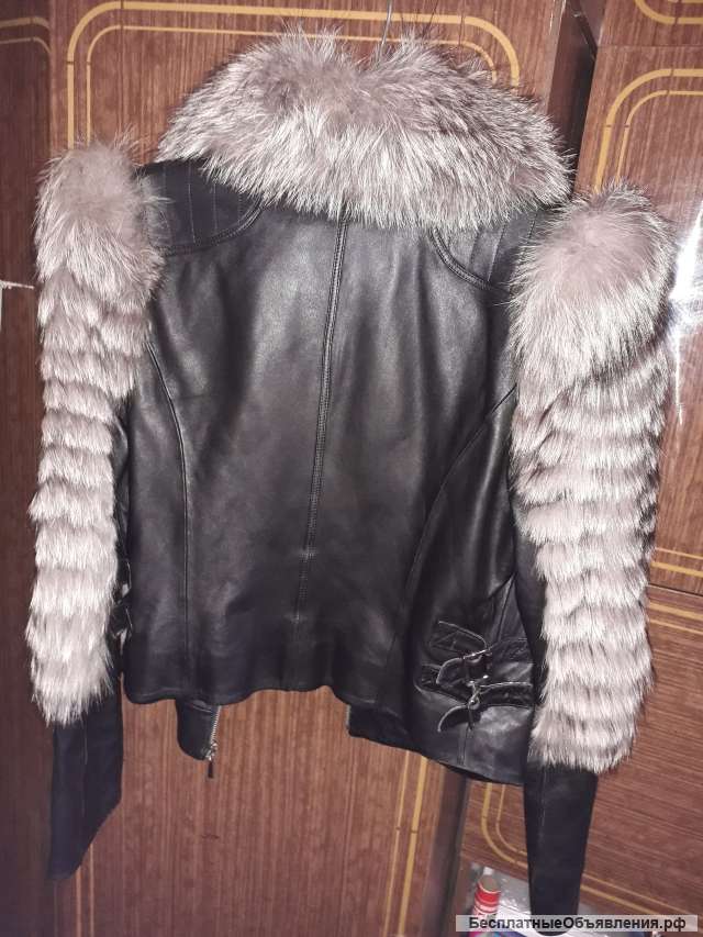 Куртка кожа, мех чернобурка