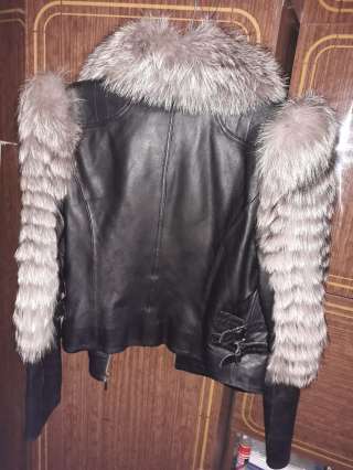 Куртка кожа, мех чернобурка