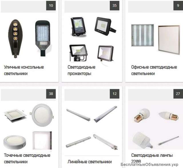 Светодиодная продукция и сопутствующие товары. Украина, Киев.