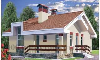 Одноэтажный дом из кирпича в стиле модерн с пилонами