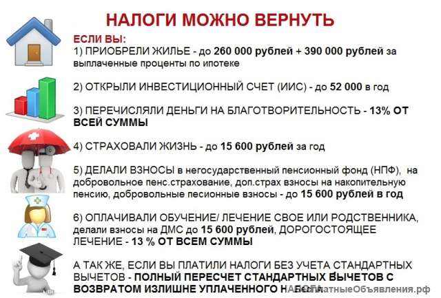 Возврат налога, декларации 3-ндфл