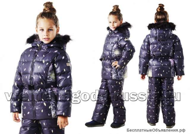 Детский зимний комплект(куртка+полукомбинезон) для девочки "Flowers2"