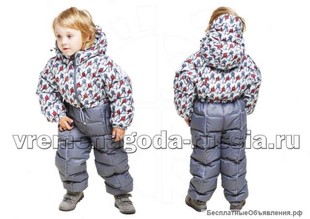 Детский зимний комбинезон на искусственном лебяжьем пуху "ХОККЕЙ"