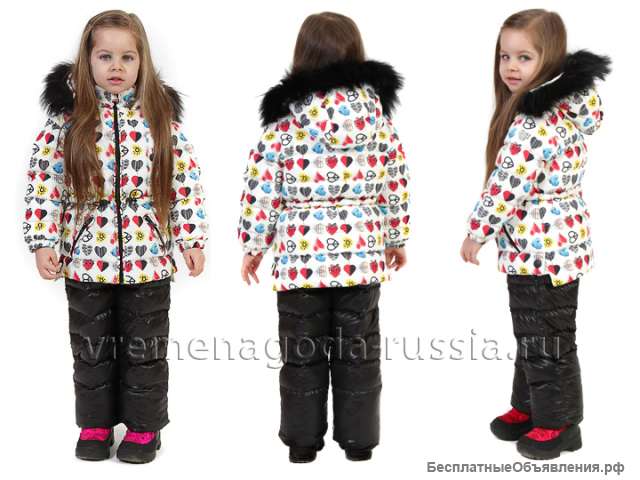 Зимний детский комплект на пуху для девочки «ПИНОККИО»
