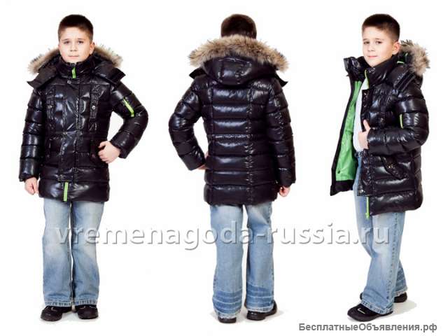 Зимняя детская куртка на пуху для мальчика «АЛЯСКА» черный с зеленым