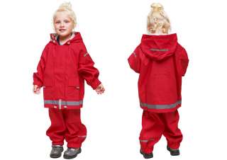 Непромокаемый детский костюм - дождевик без подкладки. Куртка + полукомбинезон. Красный